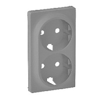 Накладка для двойной розетки с заземлением, алюминий, 754952 Legrand, серия Valena Life