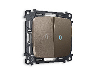 Комплект механизма 2-кл проходного выключателя с подсветкой 10000K голубой свет, темная бронза матовый, MO634040 Ambrella Volt, двухклавишный