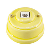Розетка компьютерная RJ 45 (cat.6), желтый, золотистая фурнитура, РК6ЖЗ ЛЕАНЗА