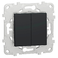 Дизайнерский выключатель, антрацит, NU521154 Schneider Electric, двухклавишный, серия Unica New