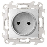 Дизайнерская розетка без заземления, со шторками, алюминий, 2450441-033 Simon, серия 24 Harmonie