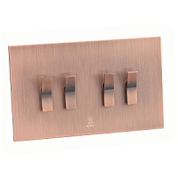 Дизайнерский выключатель Aura Медь браш, BAC4KBE Bonze четырехклавишный проходной