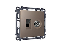 Комплект механизма розетки компьютерной + TV оконечной RJ-45 с автоматической защитной шторкой , темная бронза, MA642510 Ambrella Volt