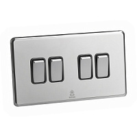 Дизайнерский выключатель Mira Зеркальный хром, BMC4KB Bonze четырехклавишный проходной