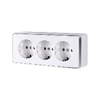 Дизайнерская розетка тройная с заземлением и шторками, белый, W5073101 Werkel, серия Gallant