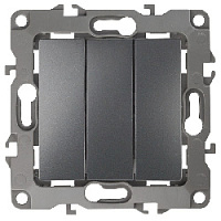 Дизайнерский выключатель, графит, Б0019299 Эра, трехклавишный, серия 12