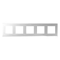 Дизайнерская рамка 5 местная, алюминий, 2400650-033 Simon, серия 24 Harmonie