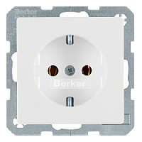 Дизайнерская розетка с заземлением, полярная белизна, с эффектом бархата, 41436089 Berker, серии Q.1/Q.3/Q.7