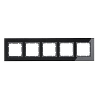 Дизайнерская рамка 5 местная, черный, глянцевый, стекло, 10156616 Berker, серия B.7