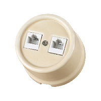 Розетка RJ11 телефонная двойная, слоновая кость, SQ1820-0350 TDM ELECTRIC, серия Болонь