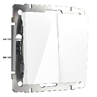 Дизайнерский выключатель, белый глянцевый, W1122001 Werkel, двухклавишный проходной