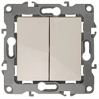 Дизайнерский выключатель без м.лапок, слоновая кость, Б0014652 Эра, двухклавишный, серия 12