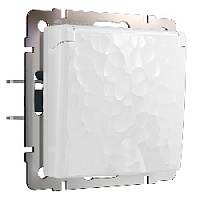 Дизайнерская розетка с заземлением, шторками и с крышкой IP44, белый, W1271201 Werkel, серия Hammer