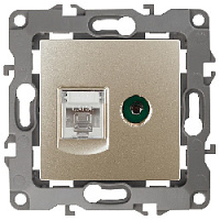 Дизайнерская розетка RJ-45 + TV, шампань, Б0027444 Эра, серия 12