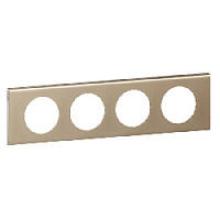 Дизайнерская рамка 4 местная, никель велюр, 069114 Legrand, серия Celiane