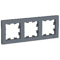 Дизайнерская рамка 3 местная, грифель, ATN000703 Schneider Electric, серия Atlas Design