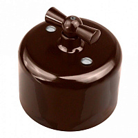 Ретро выключатель, коричневый, R1-210-02 Rozetkof одноклавишный