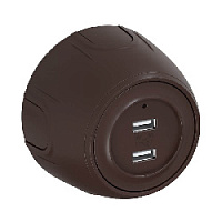 Дизайнерская розетка USB двойная, с подсветкой, 7700898, коричневый, OneKeyElectro, серия Rotondo