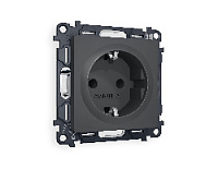 Комплект механизма электрической розетки с/з c шторками, графит мягкое касание, MA907010 Ambrella Volt