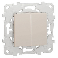 Дизайнерский выключатель, бежевый, NU521144 Schneider Electric, двухклавишный, серия Unica New