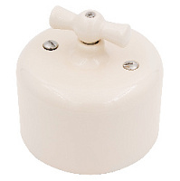 Ретро выключатель, поворотный, двойной, ваниль, JRO.0R02.CG03 Jantera