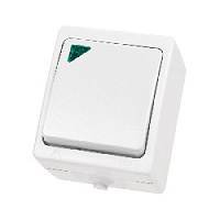 Дизайнерский выключатель IP54 с подсветкой, белый, SQ1803-1004 TDM ELECTRIC, одноклавишный, серия Вуокса