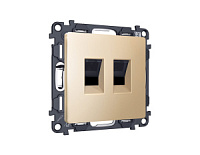 Комплект механизма компьютерной двойной розетки RJ-45 с автоматической защитной шторкой, шампань, MA612110 Ambrella Volt