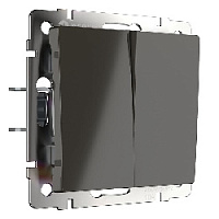 Дизайнерский выключатель, серо-коричневый глянцевый, W1122007 Werkel, двухклавишный проходной