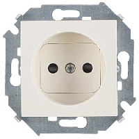 Дизайнерская розетка без заземления, со шторками, бежевый, 1591444-031 Simon, серия 15