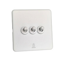 Дизайнерский выключатель Mira Белый лед, BMW3KTA Bonze трехклавишный проходной