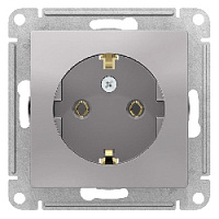 Дизайнерская розетка с заземлением, алюминий, ATN000343 Schneider Electric, серия Atlas Design