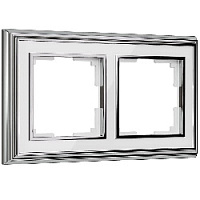 Дизайнерская рамка 2 местная, хром / белый, алюминий, акрил, W0021331 Werkel