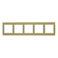Дизайнерская рамка 5 местная, золотой/полярная белизна, алюминий, 10153046 Berker, серия B.3