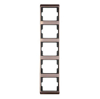 Дизайнерская рамка 5 местная, вертикальная, светло-бронзовый, матовый, алюминий, 13540001 Berker, серия Arsys