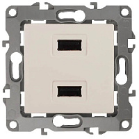 Дизайнерская розетка USB двойная, слоновая кость, Б0027492 Эра, серия 12