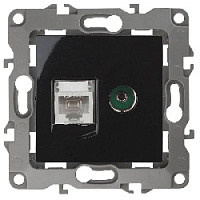 Дизайнерская розетка RJ-45 + TV, черный, Б0027446 Эра, серия 12