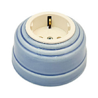 Ретро розетка с/з, небесно-голубой, серебристая фурнитура, РНС ЛЕАНЗА