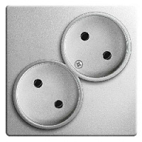 Дизайнерская розетка без заземления, двойная, алюминий, 2450457-033 Simon, серия 24 Harmonie