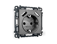 Комплект механизма электрической розетки 2USB A+A 18W (быстрая зарядка) с/з, антрацит серый, MA659010 Ambrella Volt