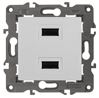 Дизайнерская розетка USB двойная, белый, Б0034358 Эра