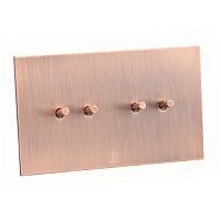 Дизайнерский выключатель Aura Медь браш, BAC4KTC Bonze четырехклавишный проходной