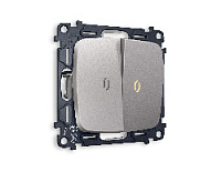 Комплект механизма 2-кл проходного выключателя с подсветкой 3200K мягкий теплый свет, сталь матовый, MO504030 Ambrella Volt, двухклавишный