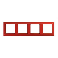 Дизайнерская рамка ударопрочная 4 местная, красный, AS584BFRT Jung, серия AS 500