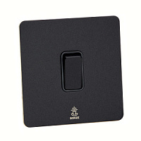 Дизайнерский выключатель Vega Черный песок, BVB1KB Bonze одноклавишный проходной