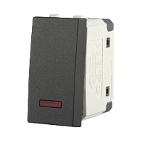 Дизайнерский выключатель малый с индикатором, черный бархат, 850408-1 LK Studio, одноклавишный, проходной, серия LK45