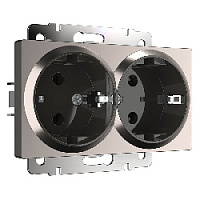 Дизайнерская двойная розетка с заземлением, глянцевый никель, W1172002 Werkel