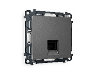 Комплект механизма компьютерной розетки RJ-45(8P8C) CAT6 с шторкой, антрацит серый, MA662010 Ambrella Volt