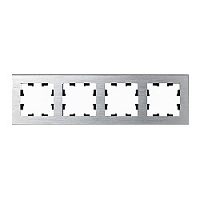 Дизайнерская рамка 4 местная, серебро, металл, ATN312104 Schneider Electric, серия Atlas Design Nature