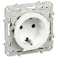 Дизайнерская розетка с заземлением, шторками и винт. клеммами, белый, S52R037 Schneider Electric, серия Odace
