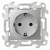 Дизайнерская розетка Push&Go с заземлением, алюминий, 2420434-033 Simon, серия 24 Harmonie